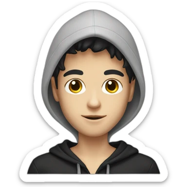 White boy model with black hair and black hoodie sticker