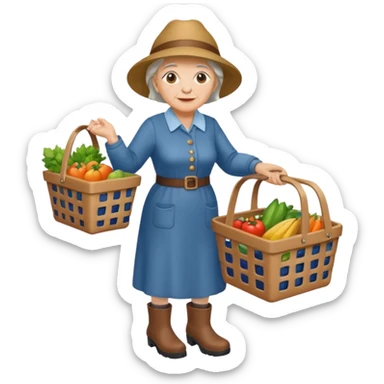 Una donna anziana  con gli stivaletti che va a fare la spesa sticker