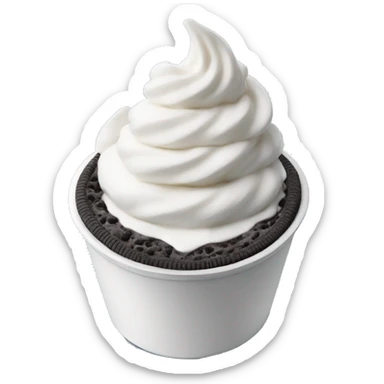 Oreo frozen yogurt swirled in a white cup sticker
