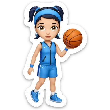 generate a pretty bratz that looks like Kajol Devgn\ bollywood actress
 Wearing a blue zipper with short blackhair and a blue hairband. Carrying a basketball sticker