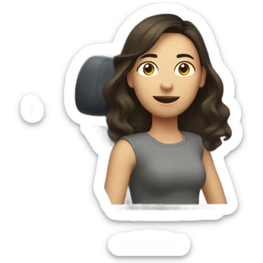 A pale half Asian man with short dark hair and white woman with long wavy brunette hair driving together sticker