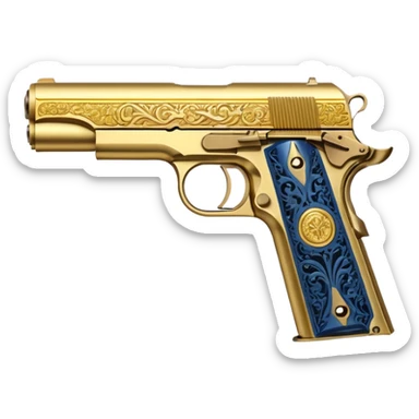 Gold colt 1911 pistol sticker