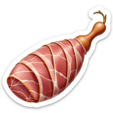 jamón-serrano-cinematic-realistic-jamón-serrano-dish-emoji,-depicted-as-a-prominent-leg-of-cured-ham-with-visible-marbling,-rendered-with-rich-textures-and-dynamic,-appetizing-lighting. sticker