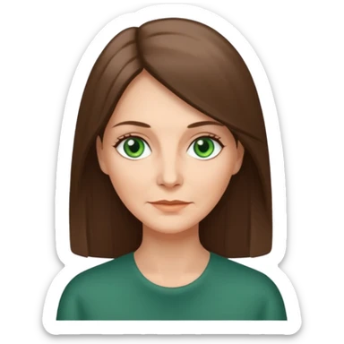 Pretty older woman with green eyes and long straight Ash-brown hair square face  sticker