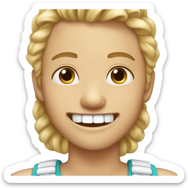 person with braces on teeth smiling sticker