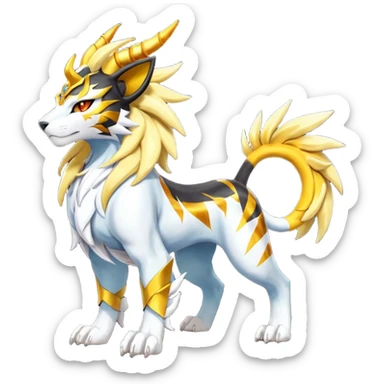 Shiny Glowing Legendary Epic Solgaleo-Pyroar-Torracat-Luxray-Tigress-Houndoom-Liger-Hybrid-Fakemon-hybrid-Creature (full body) sticker