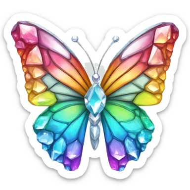 Rainbow-Diamond-Gem-Butterfly-Crystal-Fly sticker