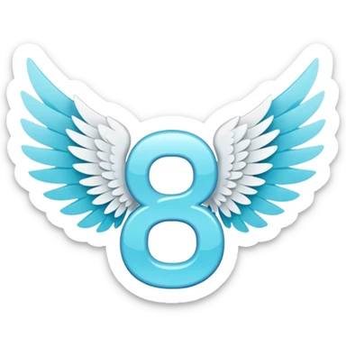 Number cyan 67 with white wings  sticker