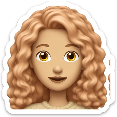 Caucasian Woman with long wavy copper hair wearing a beige sweater  sticker