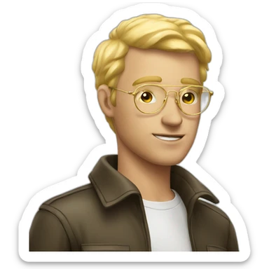 blonde white man with golden aviator glasses smoking cigarette sticker
