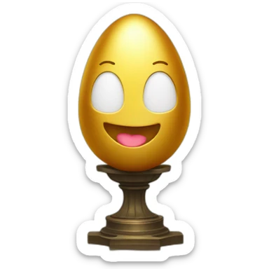 smiling golden egg on a pedestal sticker
