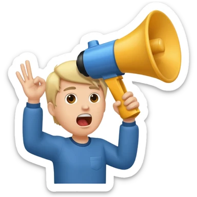  2nd pic yelling into megaphone held in right hand sticker