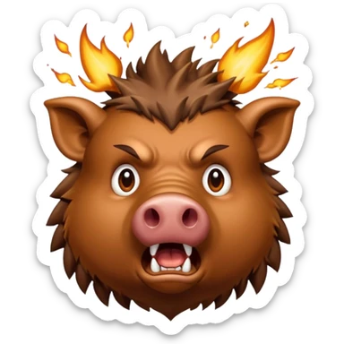 A shocked boar, with its top head exploding from shock a mix of 🐗 facing forward, and this emoji-🤯 sticker