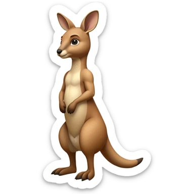 cinematic-kangaroo-realistic-full-body-standing-emoji,-powerful-muscular-frame-balanced-on-strong-hind-legs,-large-tail-resting-lightly-on-the-ground,-short-forearms-held-close-to-chest,-warm-brown-fur-textured-and-detailed,-keen-eyes-scanning-the-horizon-with-curious-alertness,-simplified-yet-realistic-focused-features,-highly-detailed,-glowing-with-a-subtle-natural-radiance sticker