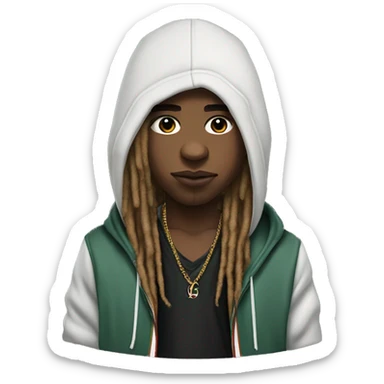 Young hustler with dreads wearing Gucci hoodie sticker