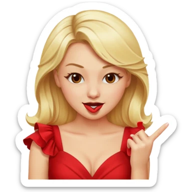 blonde woman biting her finger and winking flirtatiously emoji sticker