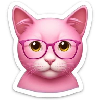 pink cat wearing prescription glasses sticker
