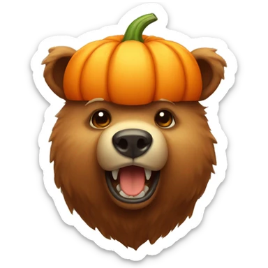 a cute bear with a little pumpkin on his head sticker