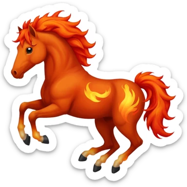 red fire horse with front leg upside  sticker