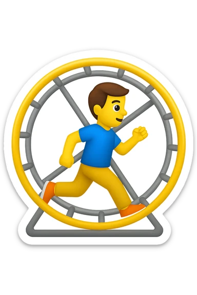 Uomo che corre dentro la ruota del criceto emoji style iphone  sticker