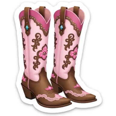 cowgirl boots cute a tiny bit of pink on it no teal lacy detailing sticker