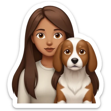 sort, 30 year old, brown girl, back hair, hair to the bag, with a white brown dog sticker