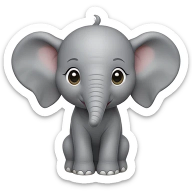 cinematic-noble-baby-elephant-portrait-emoji,-poised-and-regal,-with-a-tiny,-endearing-build-and-a-soft,-smooth-gray-hide,-delicate-floppy-ears-and-a-small,-curious-trunk,-deep-set-soulful-eyes,-simplified-yet-sharp-and-sophisticated sticker