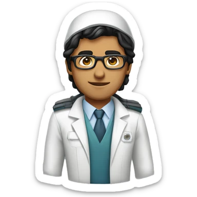 a mechanical engineer expert in computer science black hair indian and add aviator type glasses and wearing professional costume sticker