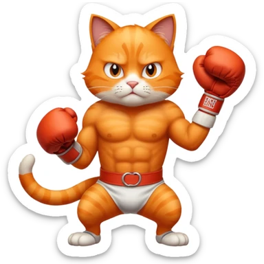 Gato naranja boxeando sticker