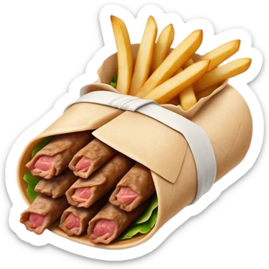 Gyros Cinematic Realistic Gyros Dish Emoji, depicted as succulent, spiced meat wrapped in paper for easy handling, rendered with lifelike textures and dynamic, warm lighting. sticker