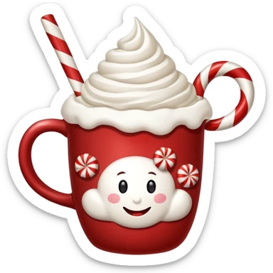 Steaming peppermint hot cocoa in a festive holiday mug sticker