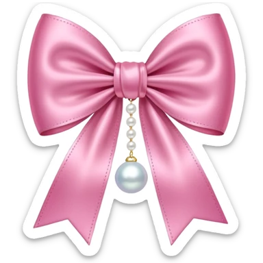 Pink bow with hanging pearl sticker