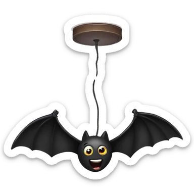 Upside down bat hanging from ceiling  sticker