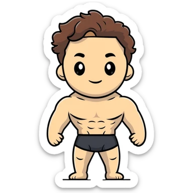 shirtless male athlete with white skin and wavy brown hair sticker