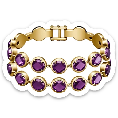 Van Cleef, sparkling dark plum color rhinestones,  14k gold bracelet, 3D rendering sticker