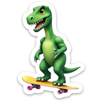a dinosaur on a skateboard sticker