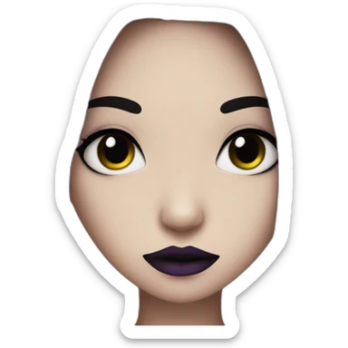 Que en gothic girl long dark black and purple hair sticker