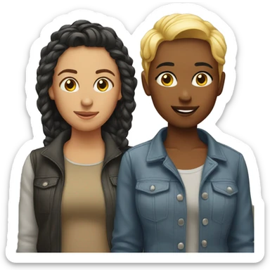 A women and a butch lesbian  sticker