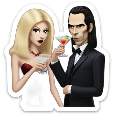blonde vampire wife and nick cave drinking martinis sticker