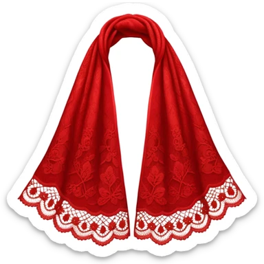 A simple red lace shawl with a delicate design sticker