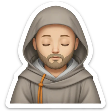 A monk with a beard wearing a grey hood and a tunic sleeping with the eyes closed sticker