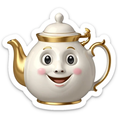 A character from the fairy tale Beauty and the Beast: Mrs. Potts, the lady who was turned into a teapot and retains the teapot's original form. sticker
