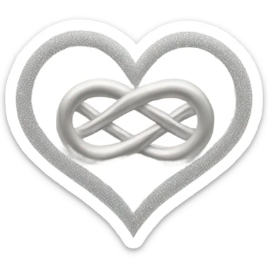 White heart with a silver infinity sign and stars  sticker