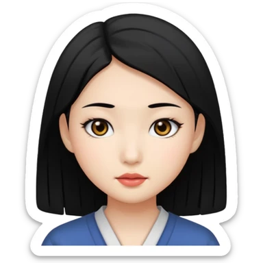 Asian pretty girl with black color and black eyes sticker