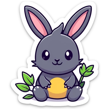 A cute dragon with bunny ears and plant-like features, with spikes on its back sticker