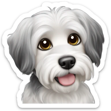 Black white and gray small havaness Maltese shi’ztu dog sticker