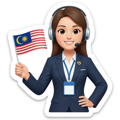Female Tour Guide with Malaysia flag sticker