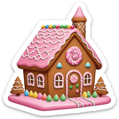 Gingerbread house pink sticker