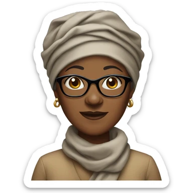 An older black women wearing glasses and headwrap  sticker