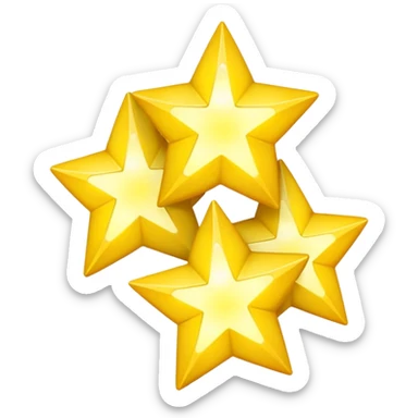 three glowing four-angled yellow stars - two big and one smaller sticker